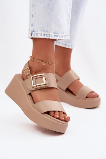 Dames sandalen met platform Met sierlijk Detalem beige Nelira 2