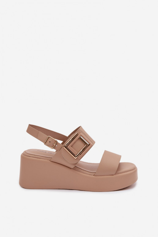 Dames sandalen met platform Met sierlijk Detalem beige Nelira