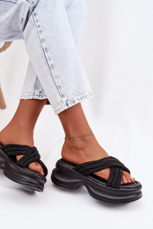 Damespantoffels met platform Ze Zdobionymi Paskami zInart Eslira