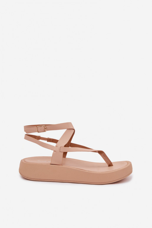 sandalen door de vinger Dames met platform beige Gelira