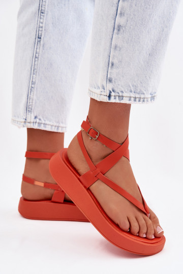 Dames oranje teensandalen met platform Gelira