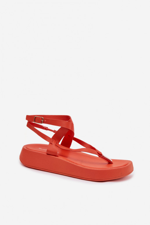 sandalen door de vinger Dames met platform oranje Gelira