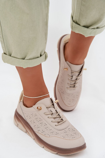 Leren dames sneakers in sportieve stijl met ażurowe elementen Sergio Leone SP-002 grijs 2