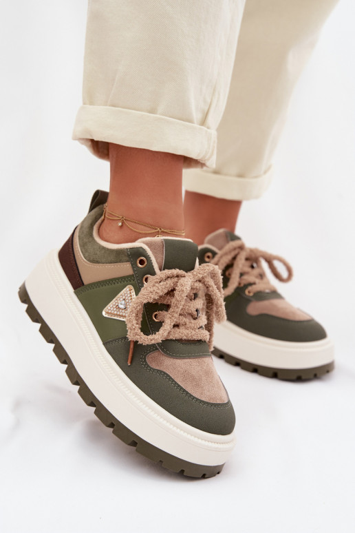 Sneakers model schoenen Dames met platform groene kleur Florinda