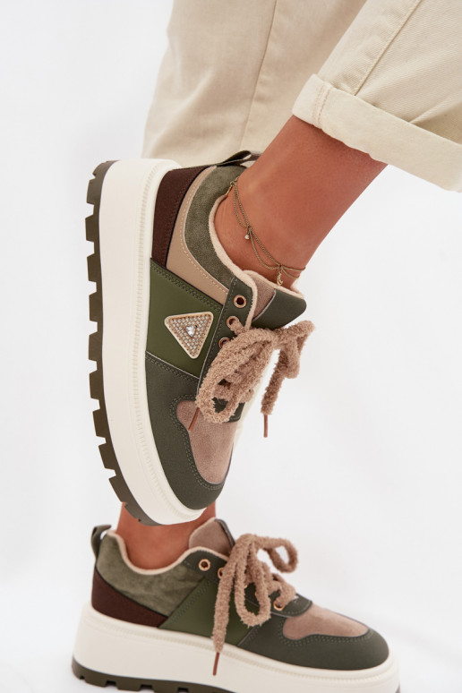 Sneakers model schoenen Dames met platform groene kleur Florinda