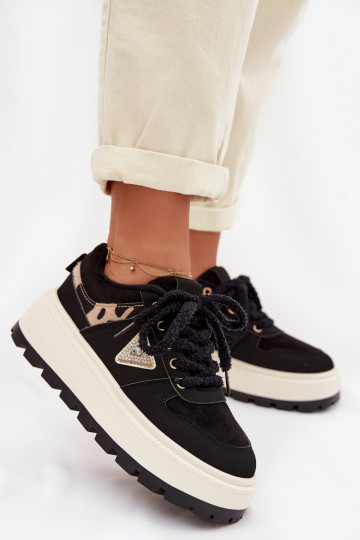 Vrouwen sportschoenen met platform in zwarte kleur Florinda