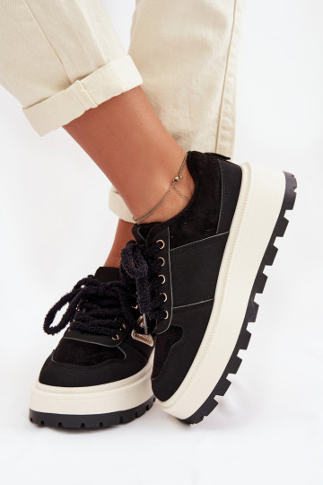 Vrouwen sportschoenen met platform in zwarte kleur Florinda 2