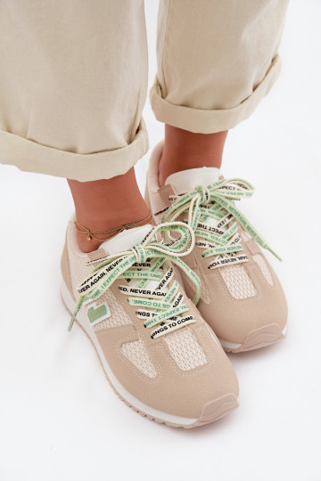 Vrouwen sportschoenen met decoratieve veters in zandkleur Henira