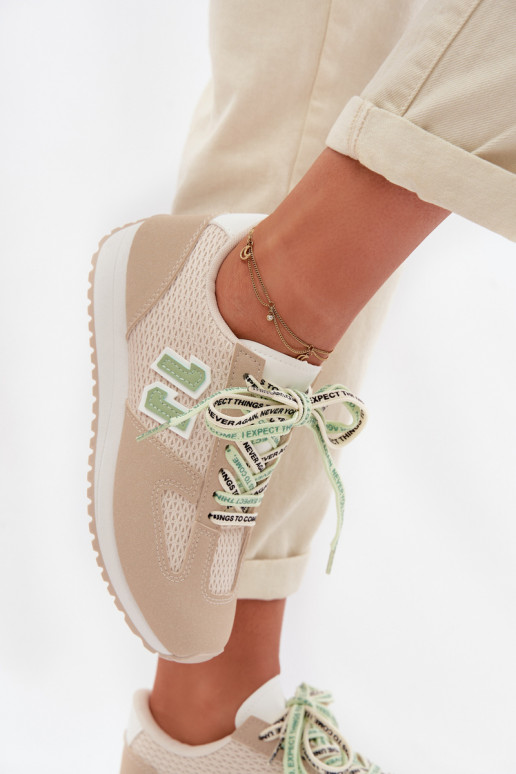 Sneakers model schoenen Dames Met sierlijk Vetersluitingm beige Henira