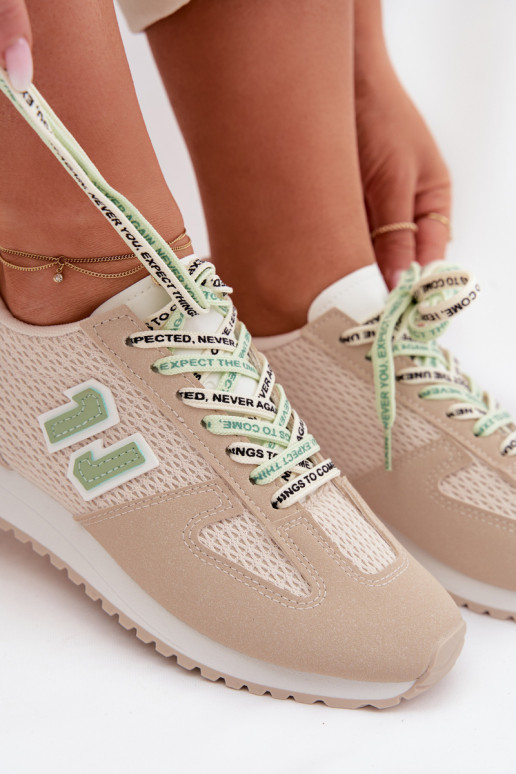 Sneakers model schoenen Dames Met sierlijk Vetersluitingm beige Henira