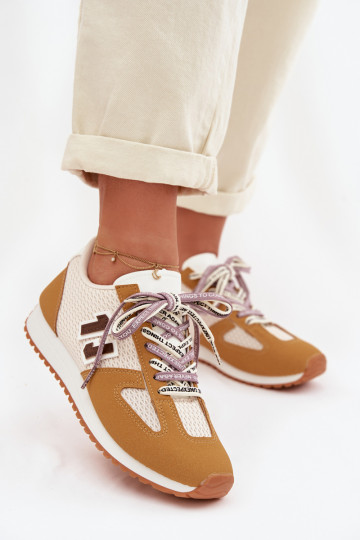 Vrouwen sportschoenen met decoratieve veters in gele kleur Henira 2