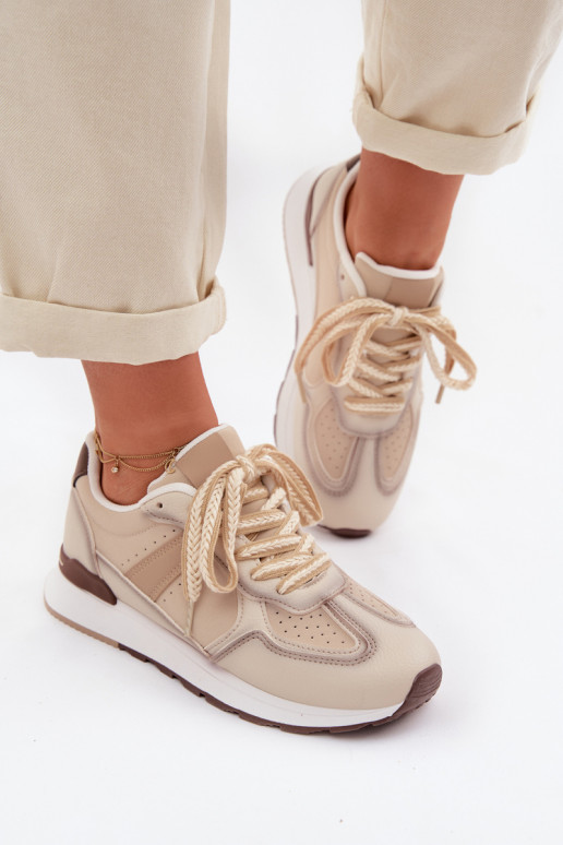 Sneakers model schoenen Dames van ecoleer beige Kelira