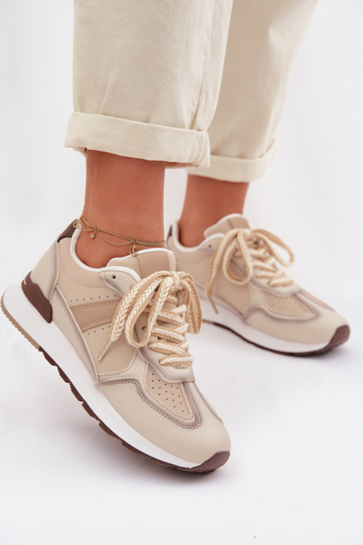 Sneakers model schoenen Dames van ecoleer beige Kelira