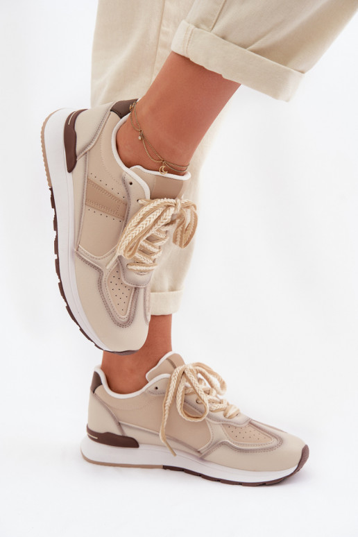 Sneakers model schoenen Dames van ecoleer beige Kelira