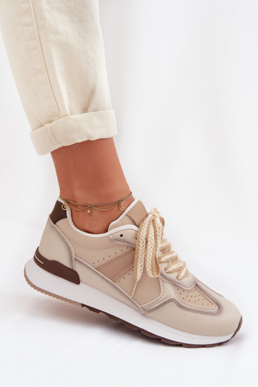 Sneakers model schoenen Dames van ecoleer beige Kelira