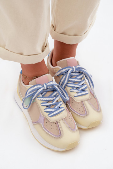 Vrouwen sportschoenen van kunstleer in gele kleur Kelira