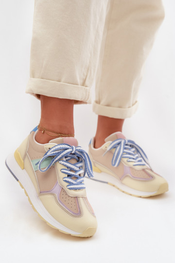 Vrouwen sportschoenen van kunstleer in gele kleur Kelira 2