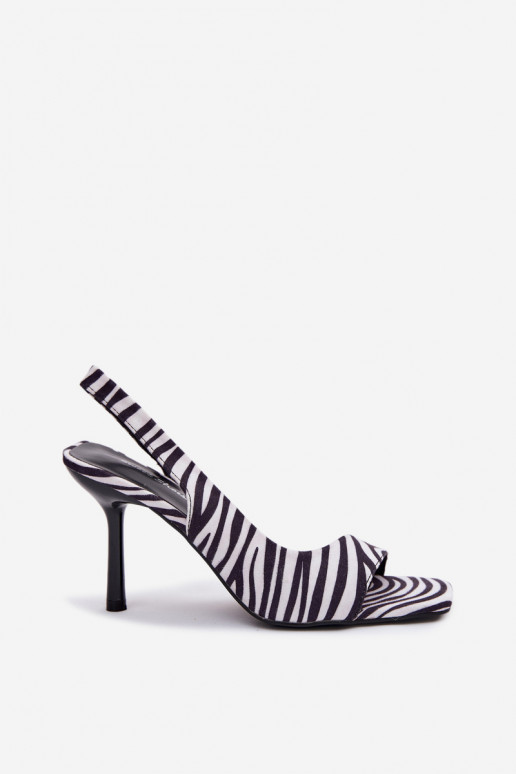 Dames sandalen met dunne hakkenvan eco-suèdeu Zebra Calvoria