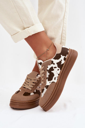 Dames sneakers in sportieve stijl met platform zandkleur Denissa 2