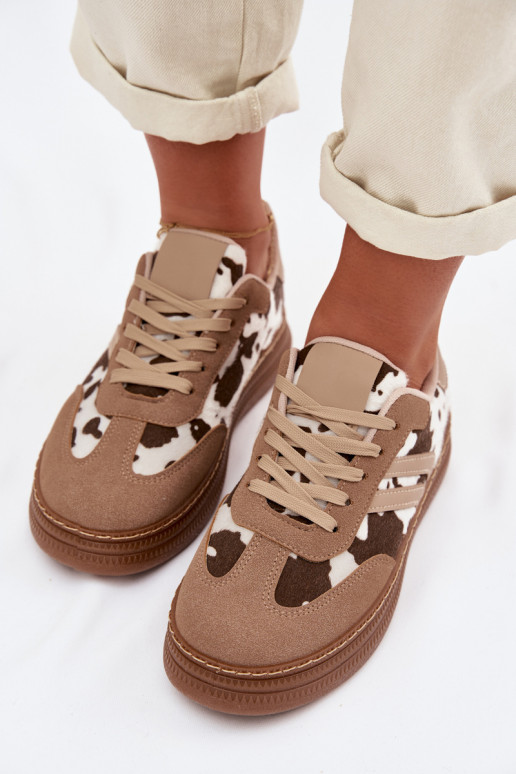 Sneakers model schoenen Dames met platform IN Łaty beige Denissa