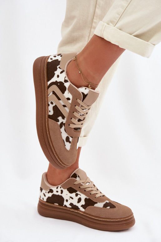 Sneakers model schoenen Dames met platform IN Łaty beige Denissa