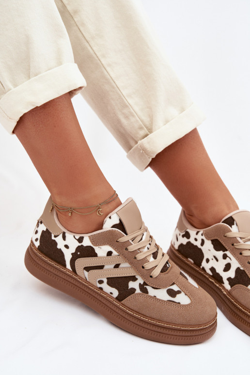 Sneakers model schoenen Dames met platform IN Łaty beige Denissa