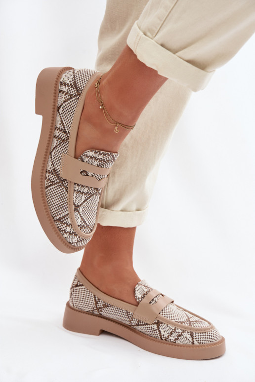 dames mocassins Met patroon beige Barisa