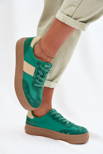 Dames suède sneakers in sportieve stijl Big Star TT274163 groen