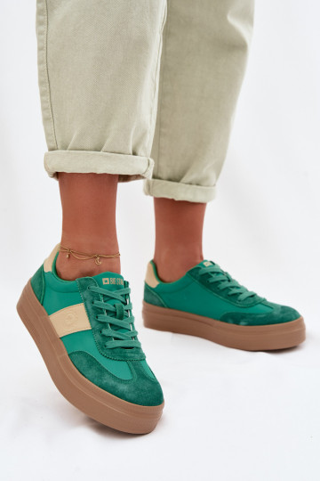 Dames suède sneakers in sportieve stijl Big Star TT274163 groen 2