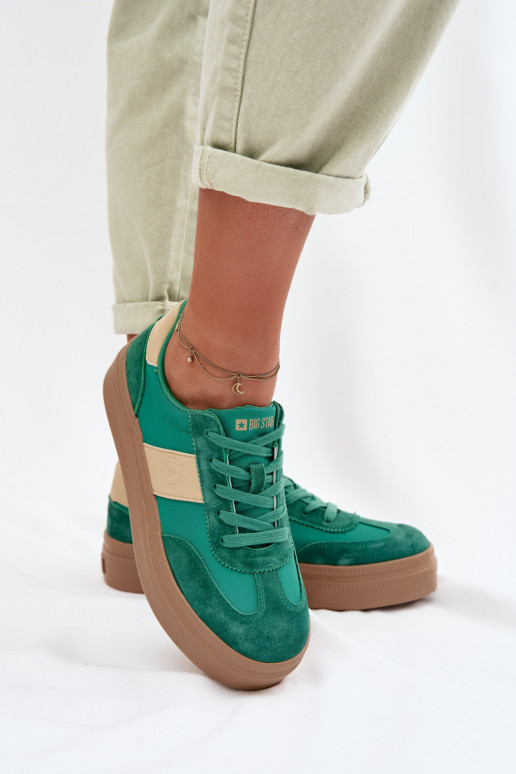 van suède Sneakers model schoenen Dames Big Star TT274163 groene kleur