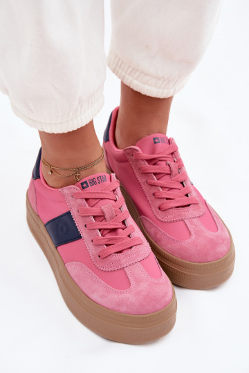 Dames suède sneakers in sportieve stijl Big Star TT274164 roze