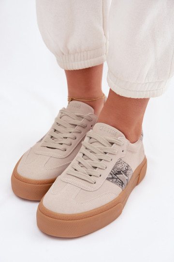 Dames sneakers in sportieve stijl met slangenleer imitaties Big Star TT274299 grijs