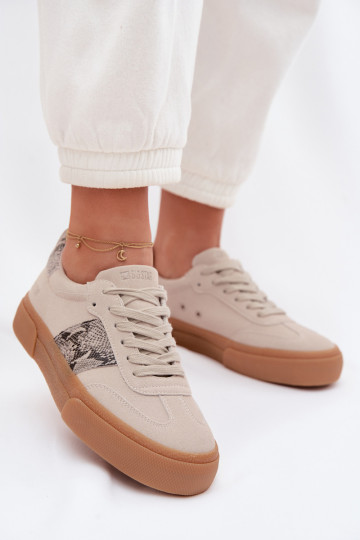 Dames sneakers in sportieve stijl met slangenleer imitaties Big Star TT274299 grijs 2