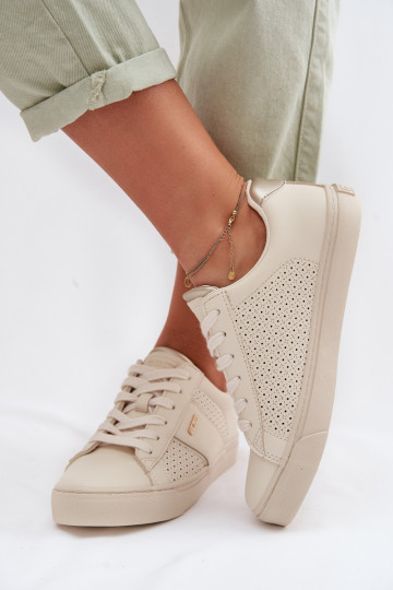 Sneakers model schoenen Dames met elementen van opengeInerkt Big Star TT274292 beige