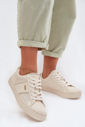 Sneakers model schoenen Dames met elementen van opengeInerkt Big Star TT274292 beige 2