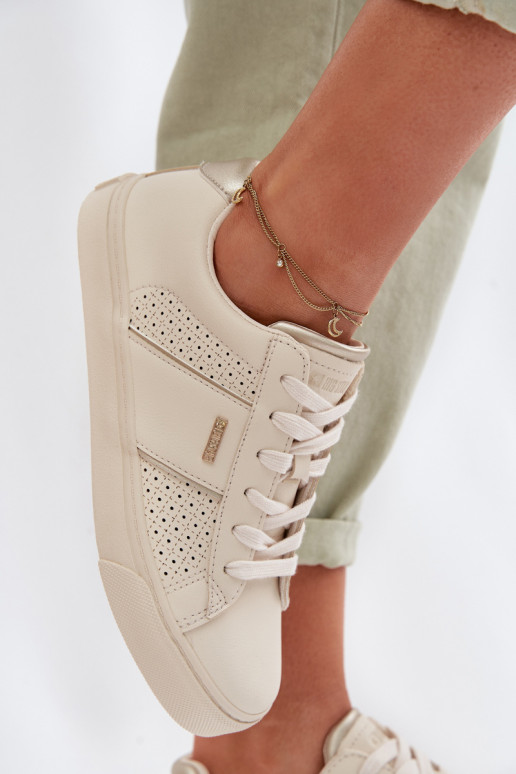 Sneakers model schoenen Dames met elementen van opengeInerkt Big Star TT274292 beige