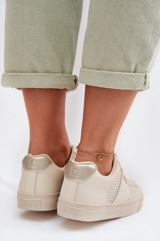 Sneakers model schoenen Dames met elementen van opengeInerkt Big Star TT274292 beige