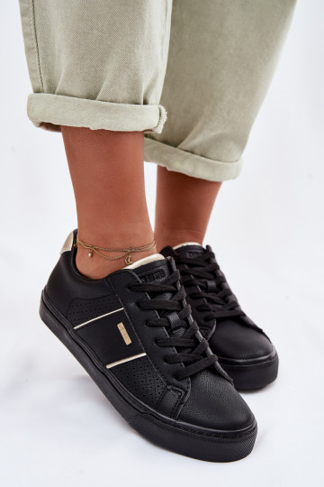 Dames sportieve schoenen met open elementen Big Star TT274290 zwarte kleur