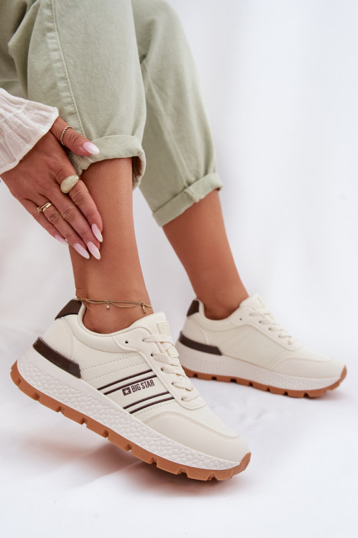 Sneakers model schoenen Dames met platform Big Star TT274881 Hi-Poly System beige