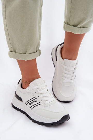 Dames sportieve schoenen met platform Big Star TT274882 Hi-Poly System witte kleur