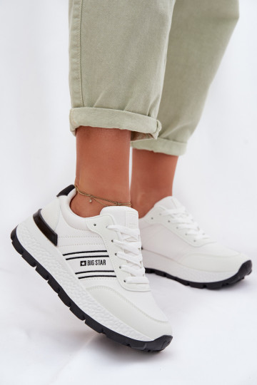 Dames sportieve schoenen met platform Big Star TT274882 Hi-Poly System witte kleur 2
