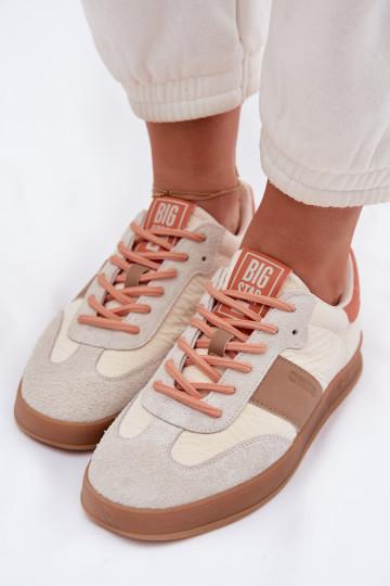 Suède dames sportieve schoenen Big Star TT274725 zandkleur