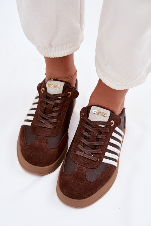 Sneakers model schoenen DamesOpturalnej Skóry I van suèdeu Big Star TT274715 CzekoladoIne