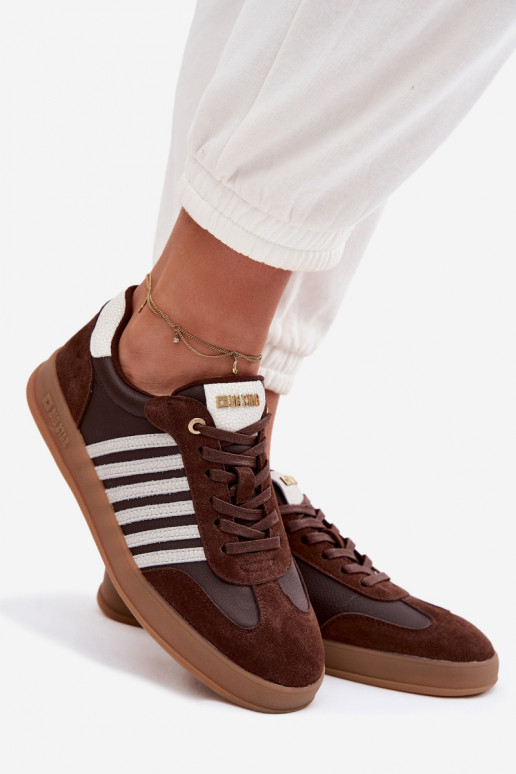 Sneakers model schoenen DamesOpturalnej Skóry I van suèdeu Big Star TT274715 CzekoladoIne