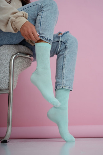 Dames sokken IN gestreept pastel mint