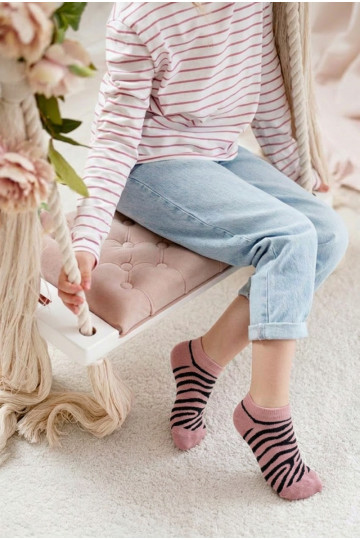 Kinderen enkelsokken Zebra roze