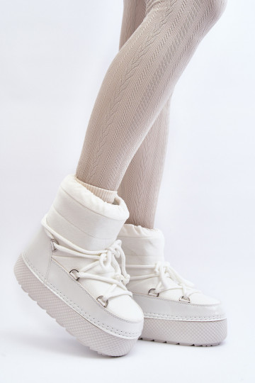 Dames sneeuwlaarzen met stijlvolle details witte kleur 2