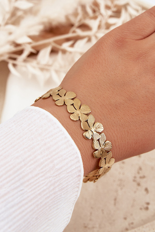 Armband VrouInelijk uit roestvrij staal met bloemen gouden kleur