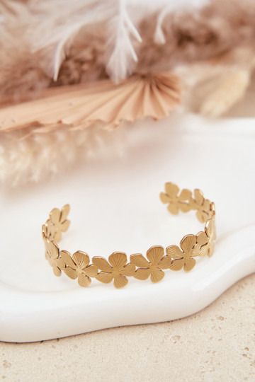 Armband VrouInelijk uit roestvrij staal met bloemen gouden kleur 2