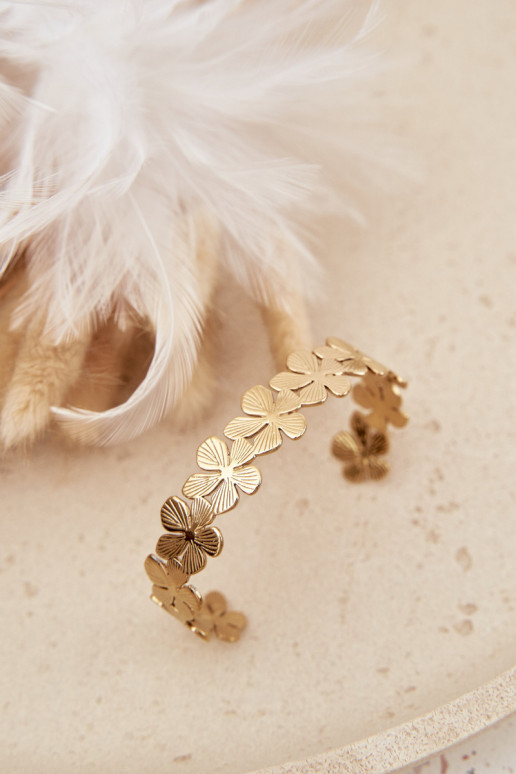 Armband VrouInelijk uit roestvrij staal met bloemen gouden kleur
